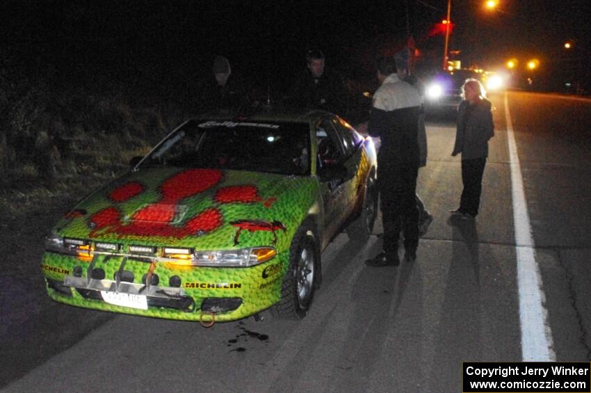 Eric Carlson / Camille Carlson Mitsubishi Eclipse in Kenton after DNF'ing the first day.