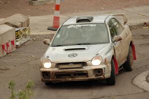 Rob Sackyta / Jacob Bryant Subaru WRX on SS15 (Lakeshore Drive).