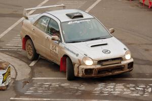 Rob Sackyta / Jacob Bryant Subaru WRX on SS15 (Lakeshore Drive).