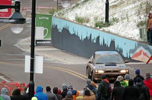 Jimmy Pelizzari / Kate Stevens Subaru Impreza on SS15 (Lakeshore Drive).