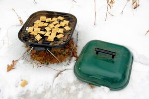 Meal #2: Pizza rolls cooked on a grill.