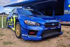 Scott Speed's Subaru WRX STi for ARX (Americas Rallycross) on display.