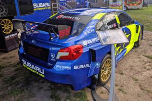 Scott Speed's Subaru WRX STi for ARX (Americas Rallycross) on display.