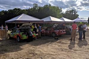 Eric Carlson / Jake Carlson Mitsubishi Eclipse and Al Dantes, Jr. / R.J. Kassel Mazda RX-7 LS before the event.