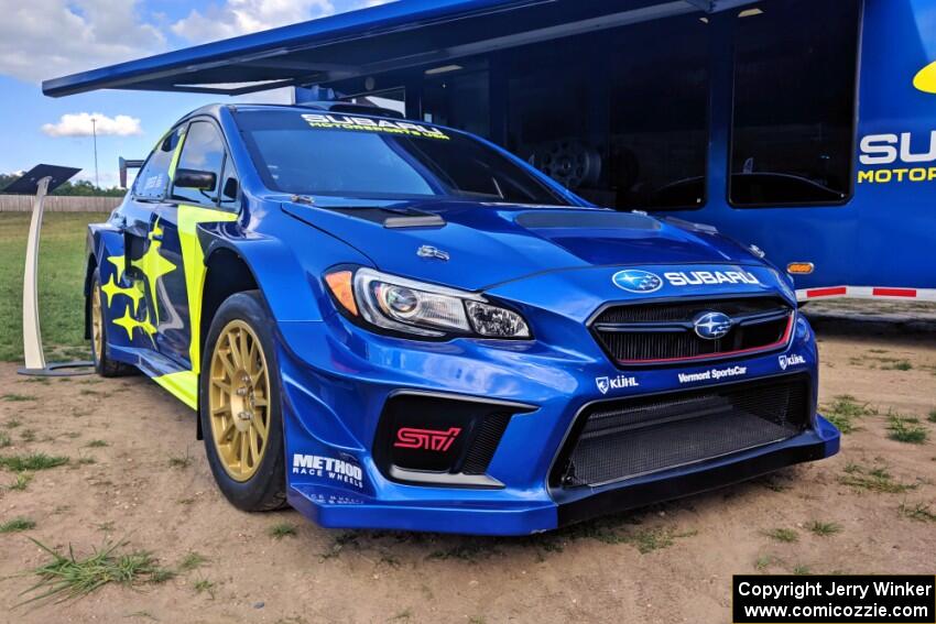 Scott Speed's Subaru WRX STi for ARX (Americas Rallycross) on display.