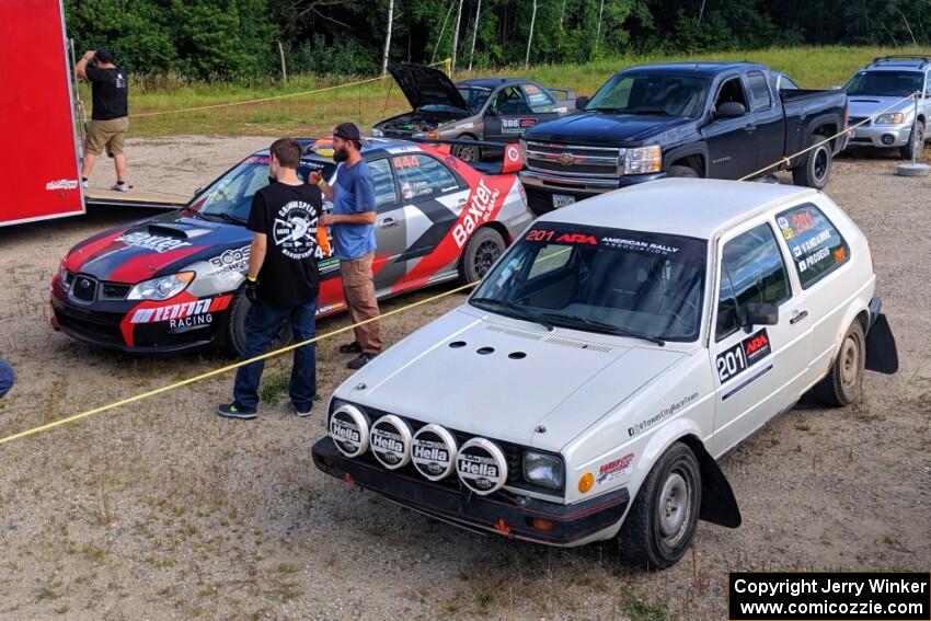 Jovan Kelsey / Mike Lovejoy Subaru WRX and Adam VanDamme / Bryce Proseus VW Golf before the event.