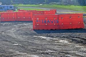 A note left on the barrier for Travis Pastrana, as he crashed out at the first corner of the event in 2018.