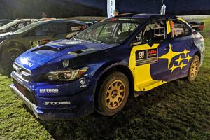 Travis Pastrana / Robbie Durant Subaru WRX STi at Thursday night's parc expose.