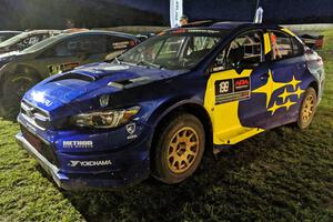 Travis Pastrana / Robbie Durant Subaru WRX STi at Thursday night's parc expose.