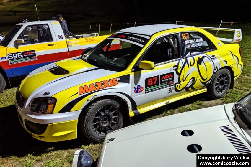 Mark Williams / Steve Harrell Subaru WRX STi at Thursday night's parc expose.