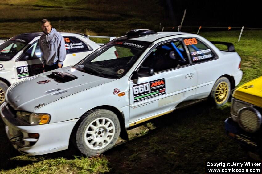 Chuck Surdyke / Colin Vickman Subaru Impreza at Thursday night's parc expose.