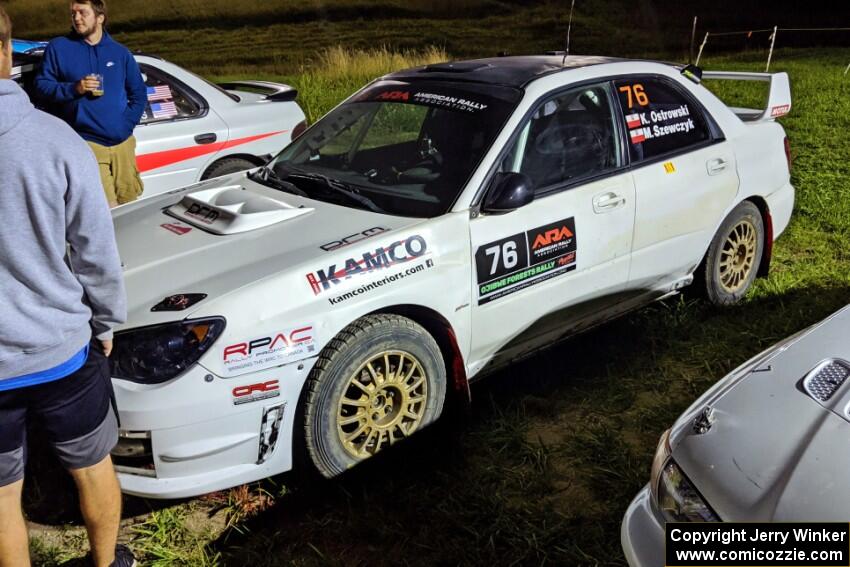 Krystian Ostrowski / Michael Szewczyk Subaru WRX STi at Thursday night's parc expose.