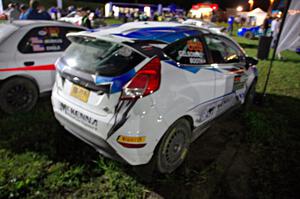 Ryan Booth / Rhianon Gelsomino Ford Fiesta R2T at Thursday night's parc expose.