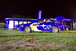 David Higgins / Craig Drew Subaru WRX STi  at Thursday night's parc expose.