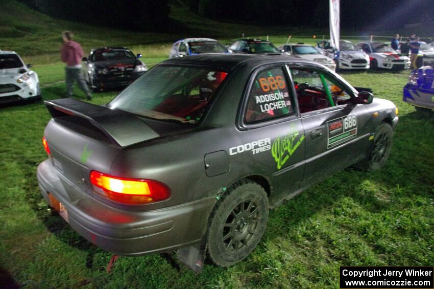 Jordan Locher / Tom Addison Subaru Impreza 2.5RS at Thursday night's parc expose.