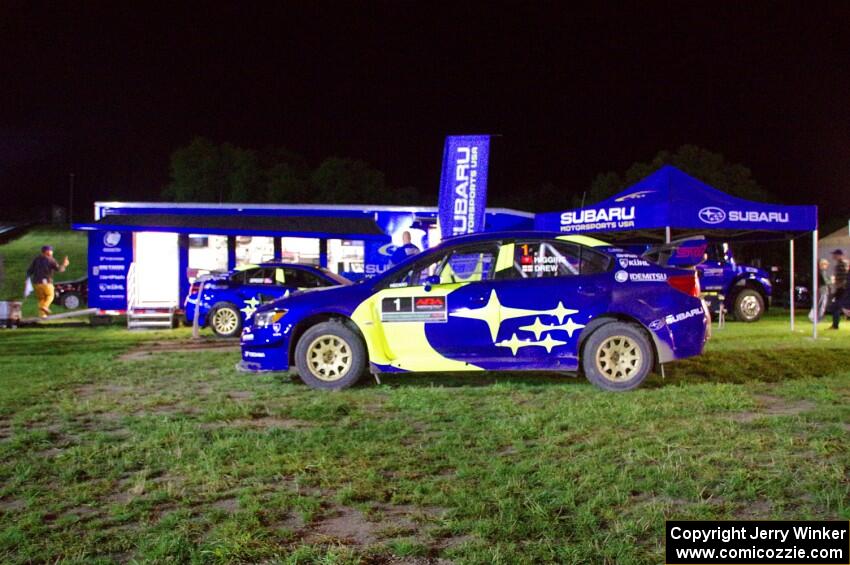 David Higgins / Craig Drew Subaru WRX STi  at Thursday night's parc expose.