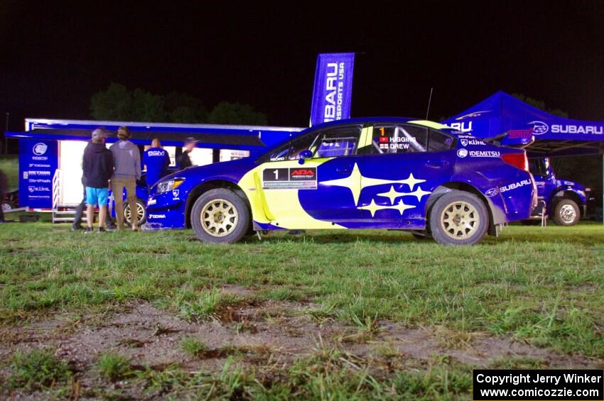 David Higgins / Craig Drew Subaru WRX STi  at Thursday night's parc expose.