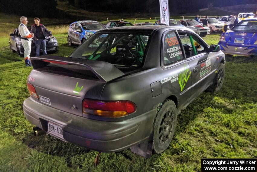 Jordan Locher / Tom Addison Subaru Impreza 2.5RS at Thursday night's parc expose.