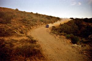 Mark Lovell / Mike Kidd Subaru WRX heads downhill on SS1, Mayer South.