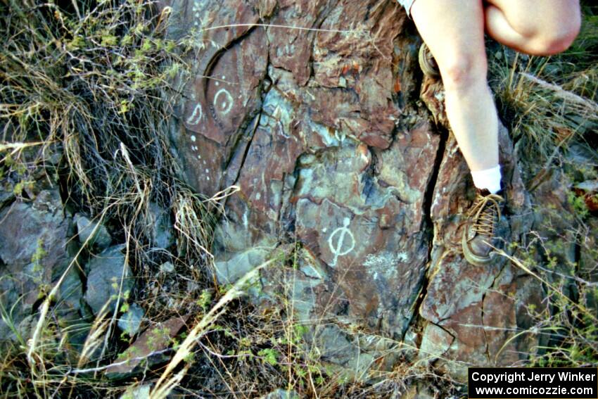 Petroglyphs along the dusty trail.