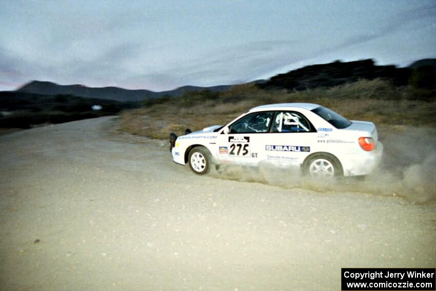 Nat T-Stow / Jamie Thomas Subaru WRX on SS1, Mayer South.