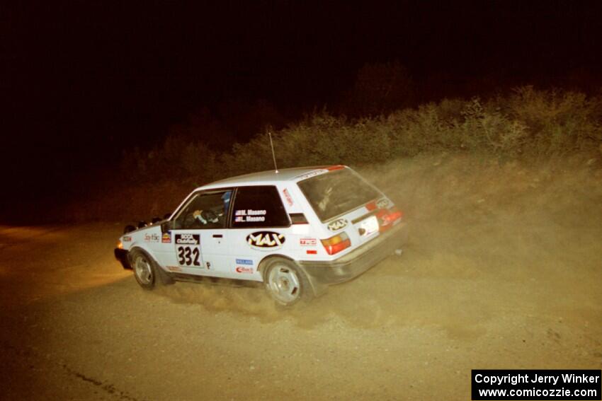 Mike Masano / Linda Masano Toyota Corolla FX-16 on SS1, Mayer South.