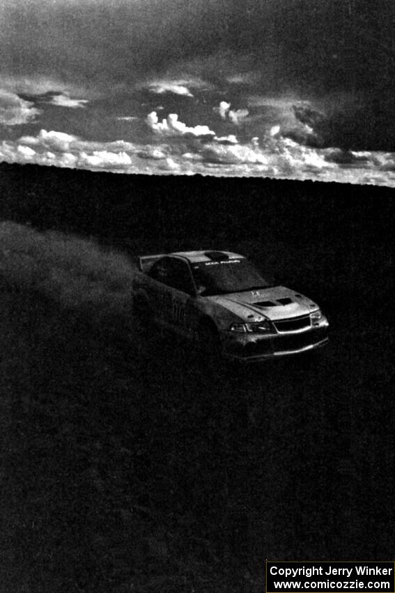 Mark Nelson / Alex Gelsomino Mitsubishi Lancer Evo VI at speed on Witty Tom North, SS7.