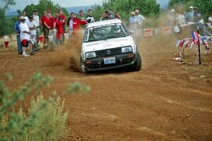 Dave White / Jimmy Brandt VW GTI at the spectator location on Limestone North, SS8.