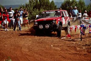 Dave Turner / Mike McComas Jeep Cherokee at the spectator location on Limestone North, SS8.