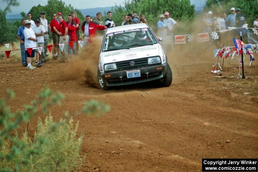 Dave White / Jimmy Brandt VW GTI at the spectator location on Limestone North, SS8.