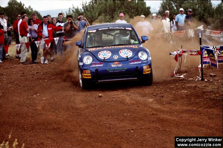 Mike Halley / Ole Holter VW New Beetle at the spectator location on Limestone North, SS8.