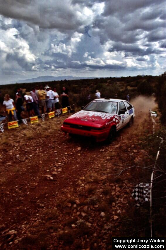 Jay Streets / Al Kintigh Toyota Corolla  at the spectator location on Limestone North, SS8.