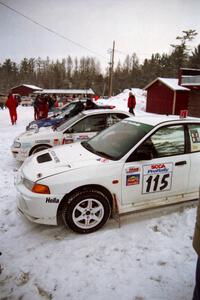 Seamus Burke / Frank Cunningham Mitsubishi Lancer Evo IV and Tom Lawless / Brendan Lawless Mitsubishi Eclipse at parc expose.