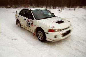 Seamus Burke / Frank Cunningham Mitsubishi Lancer Evo IV at speed on SS4, Avery Lake.