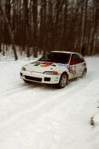 Tom Lawless / Brendan Lawless Honda Civic at speed on SS1, Hardwood Hills Rd.