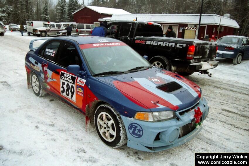 Alec Ellsworth / Steve Kaczkowski Mitsubishi Lancer Evo IV at parc expose in Atlanta before the start.