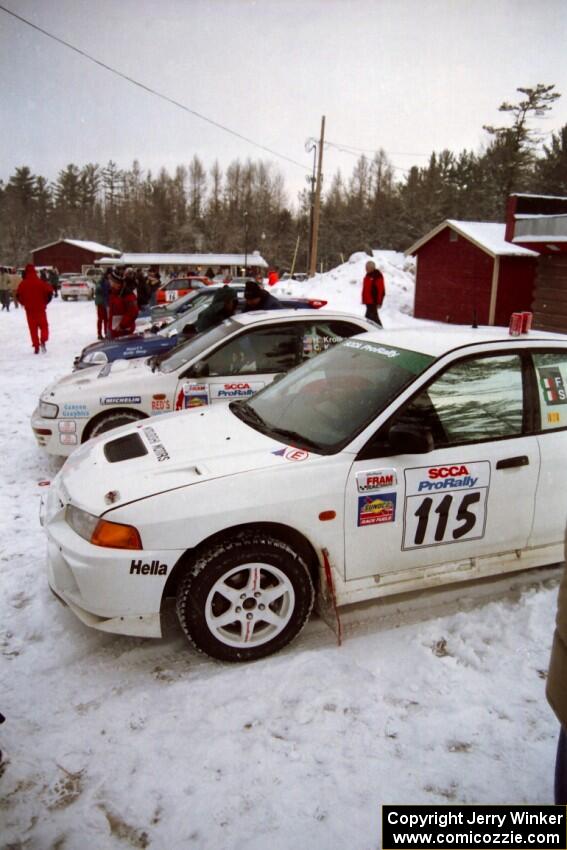 Seamus Burke / Frank Cunningham Mitsubishi Lancer Evo IV and Tom Lawless / Brendan Lawless Mitsubishi Eclipse at parc expose.