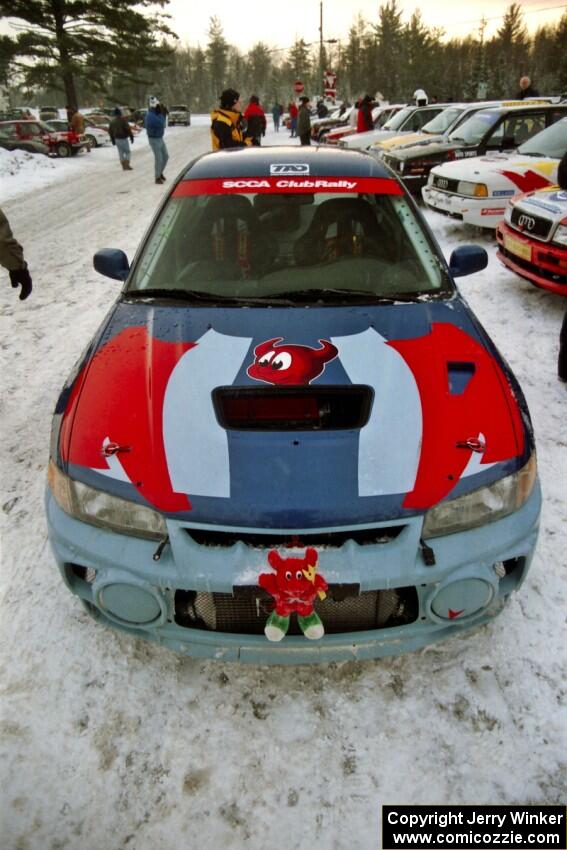 Alec Ellsworth / Steve Kaczkowski Mitsubishi Lancer Evo IV at parc expose in Atlanta before the start.