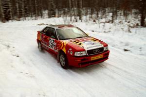 John Rek / Rob Dupree Audi S2 Quattro at a sharp corner on SS1, Hardwood Hills Rd.