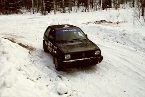 Colin McCleery / Jeff Secor VW GTI at a sharp corner on SS1, Hardwood Hills Rd.