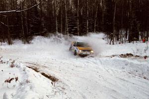 Brad Hawkins / Adrian Wintle VW GTI goes into a bank at a sharp corner on SS1, Hardwood Hills Rd.