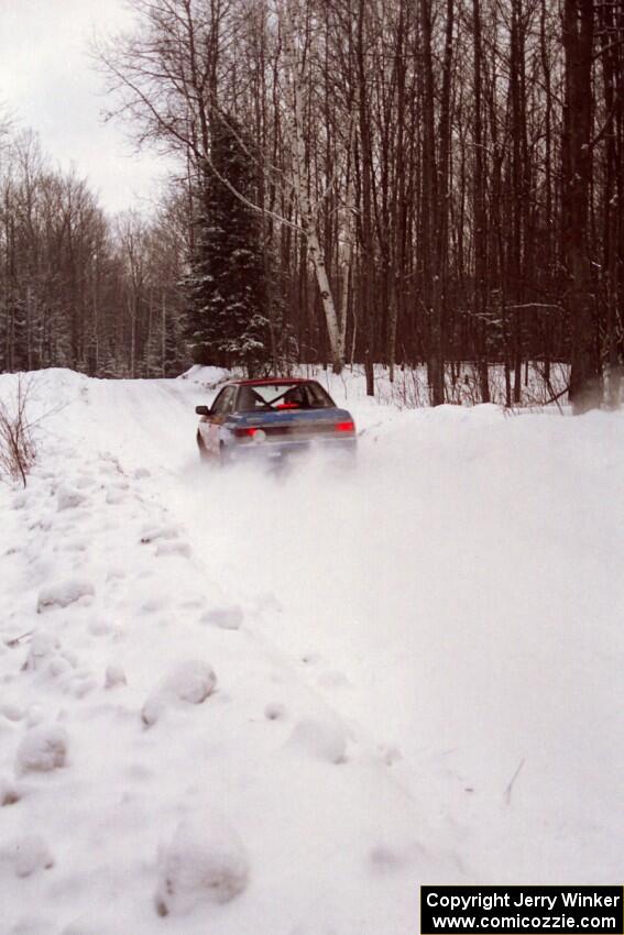 Dean Fry / Greg Usavage Subaru Legacy at speed on SS1, Hardwood Hills Rd.