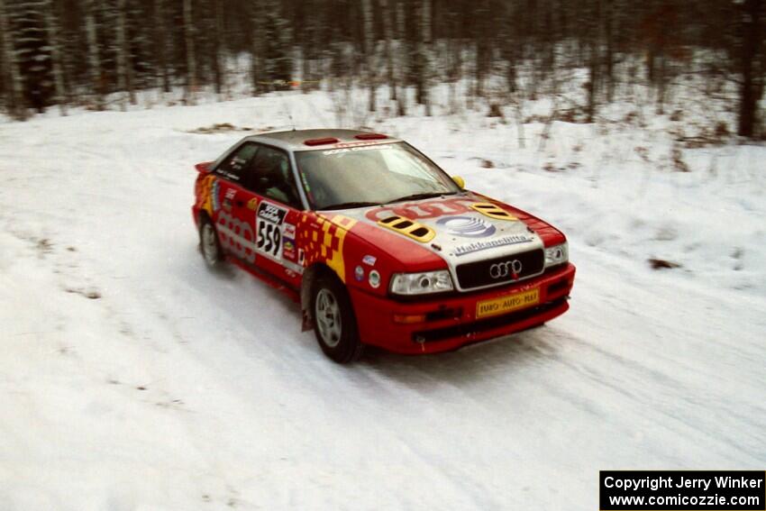 John Rek / Rob Dupree Audi S2 Quattro at a sharp corner on SS1, Hardwood Hills Rd.