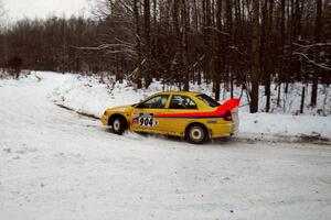 John Drislane / Declan Hegarty Mitsubishi Lancer Evo IV at a sharp corner on SS1, Hardwood Hills Rd.