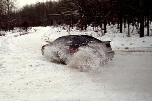 Dennis Martin / Chris Plante Mitsubishi Eclipse GSX goes off into a bank on SS1, Hardwood Hills Rd.