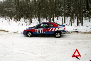 Tom Young / Jim LeBeau Dodge Neon ACR at a sharp corner on SS1, Hardwood Hills Rd.