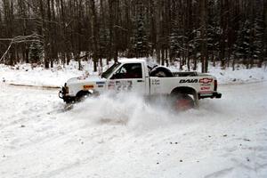 Jim Cox / Kaari Cox Chevy S-10 goes off into a bank on SS1, Hardwood Hills Rd.