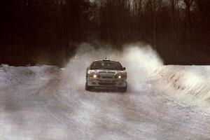 Paul Choiniere / Jeff Becker Hyundai Tiburon at speed on SS4, Avery Lake.