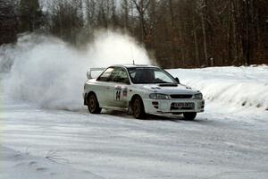 Mark Lovell / Steve Turvey Subaru WRX STi at speed on SS4, Avery Lake.