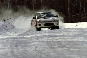 Henry Krolikowski / Cindy Krolikowski Subaru WRX STi at speed on SS4, Avery Lake.